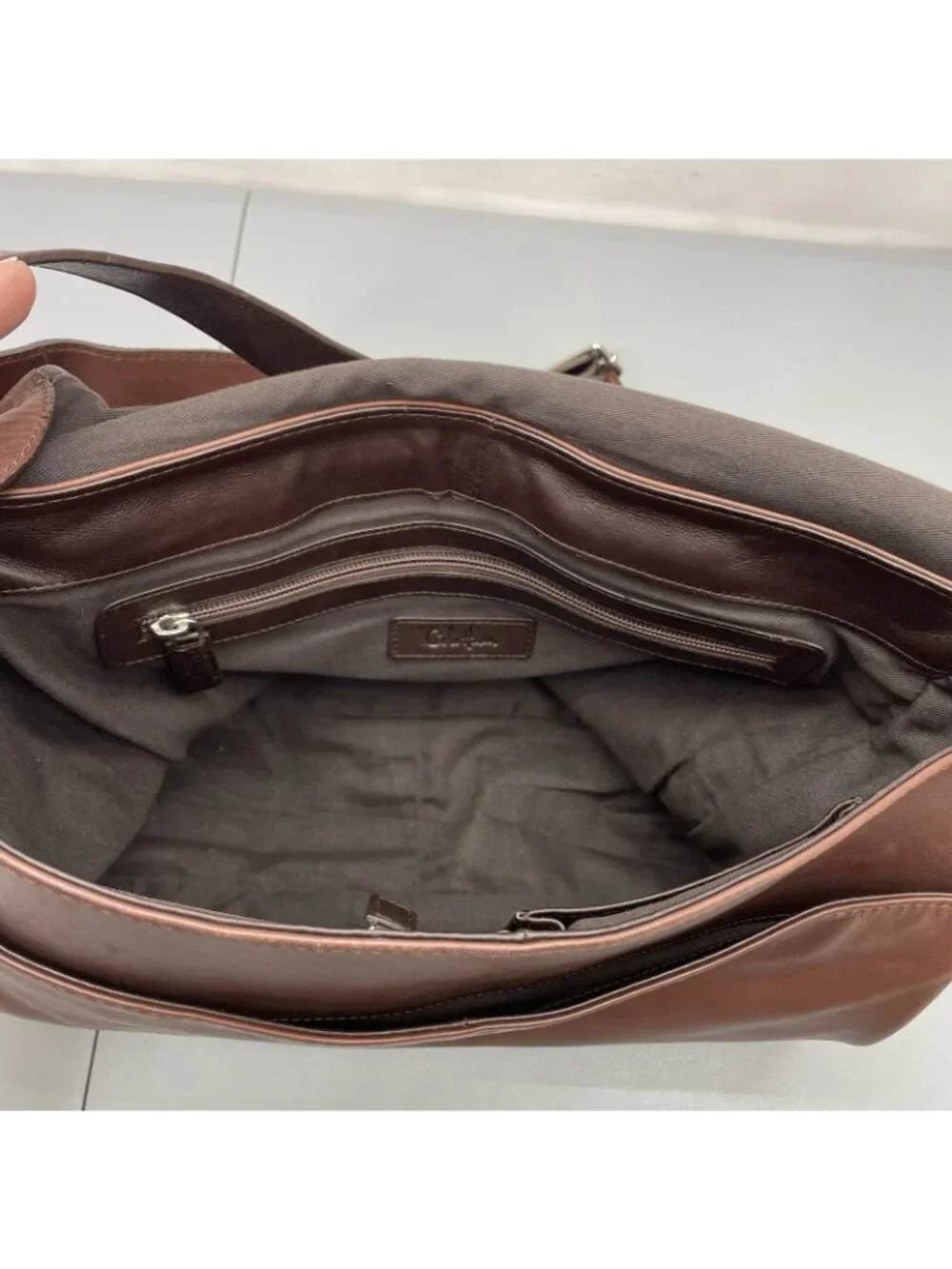 Cole Haan Messenger Shoulder Bag Laptop Computer Brown Soft Supple Leather